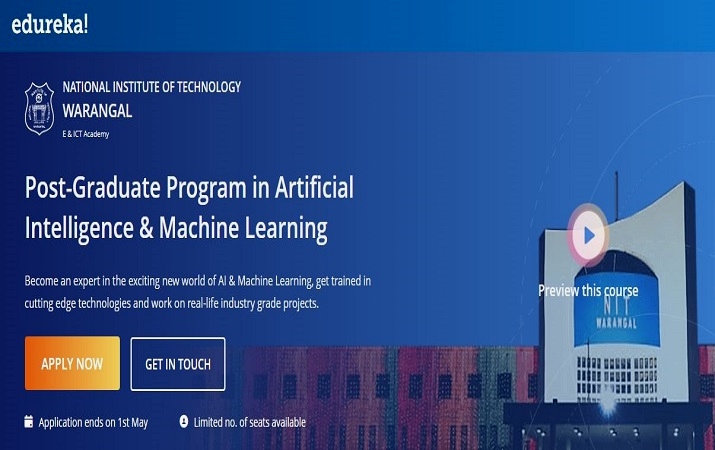 National Institute of Technology Warangal collaborates with Edureka to train IT professionals in Machine Learning and Artificial Intelligence